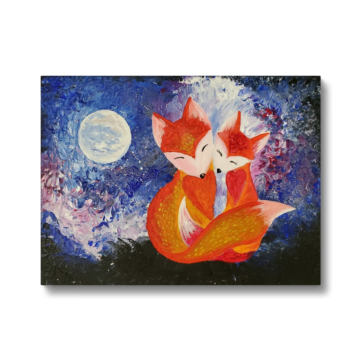 Fox Couple & Moonlight Canvas