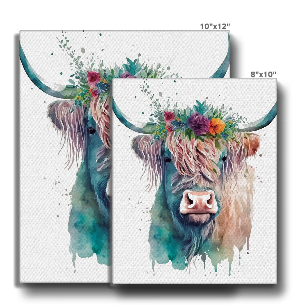 Impeccable Cow With Flowers Crown Illustration Canvas