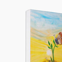 Sunset & Butterfly On A Flower Painting Canvas