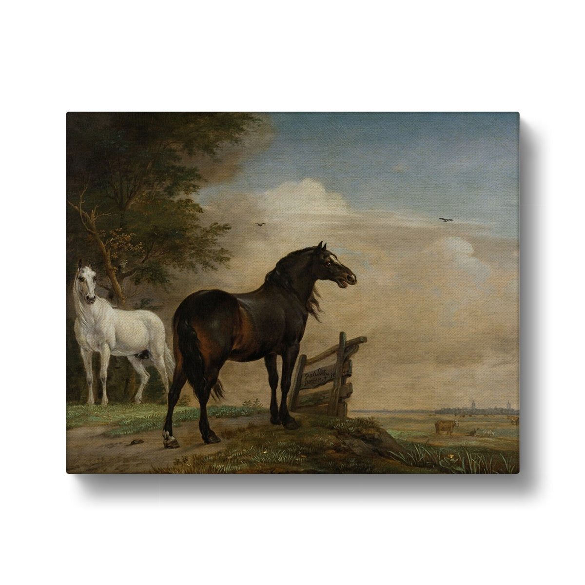 Horses In Farm Barn Canvas