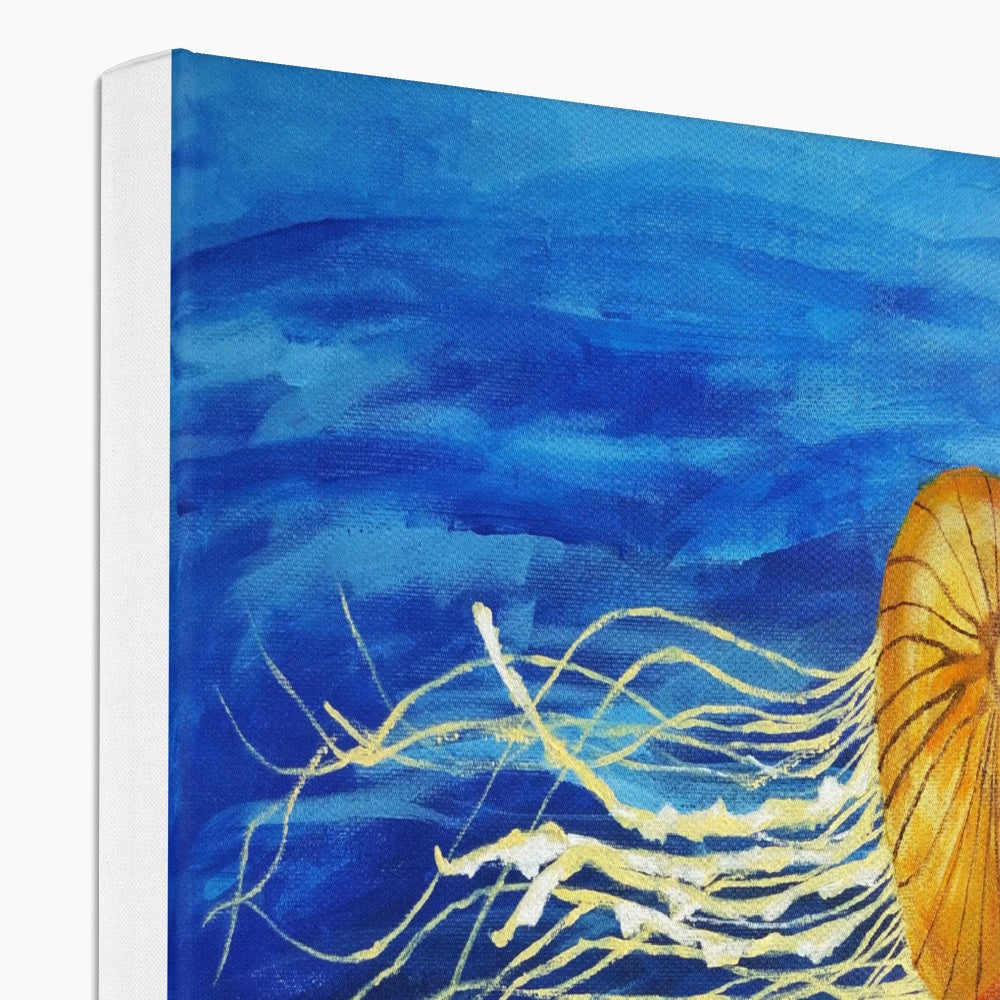 Orange Jelly Fish In Sea Canvas