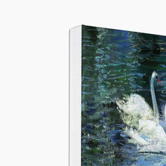 Peaceful Swans Floating Portrait  Canvas