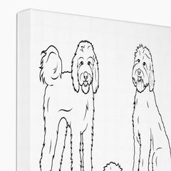 Black & White Goldendoodle Illustration Canvas