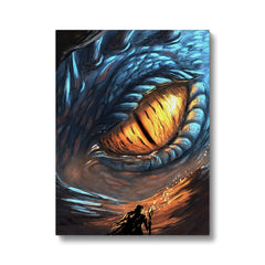 Golden Blue Dragon Eye Art Canvas
