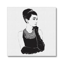 Black & White Audrey Hepburn Illustration Canvas