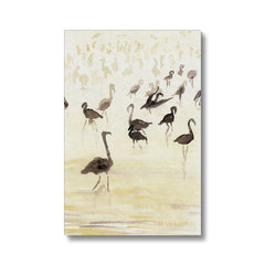 Black Flamingos Watercolor Painting Canvas