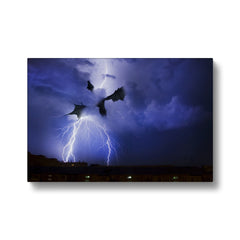 Grey Lightning Dragon Art Canvas