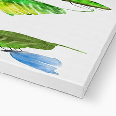 Green Leaves & Blue Butterfly Painting Canvas