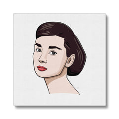 Audrey Hepburn Side Pose Illustration Canvas