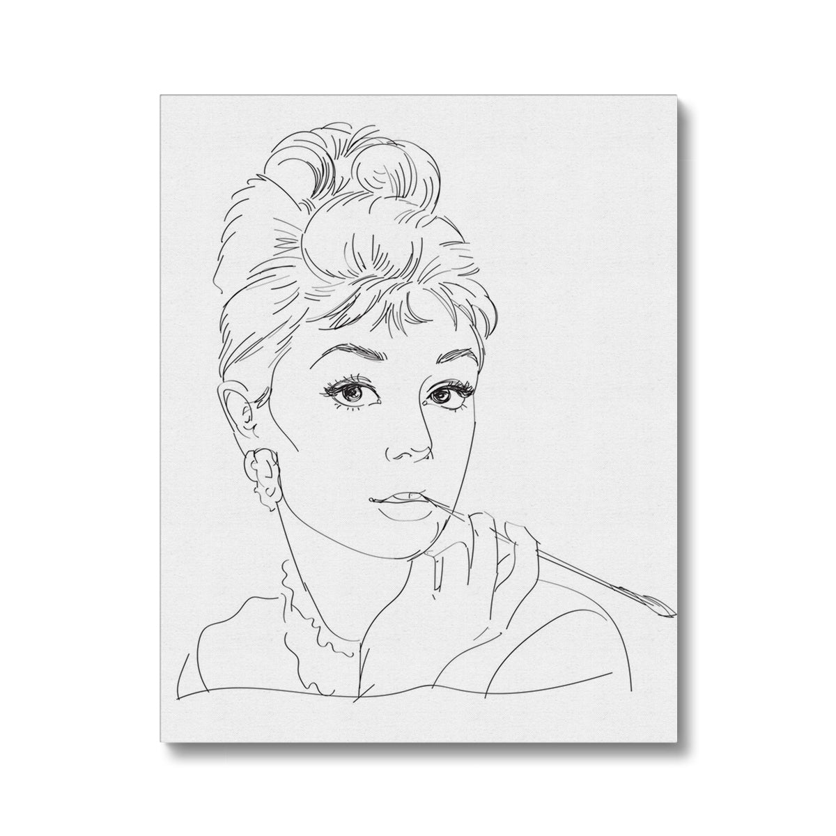 White Audrey Hepburn Sketch Canvas