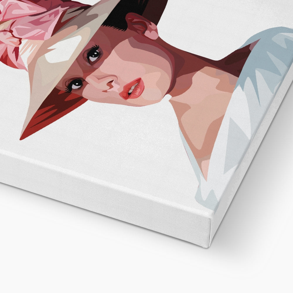 Pink Hat & Audrey Hepburn Portrait Canvas