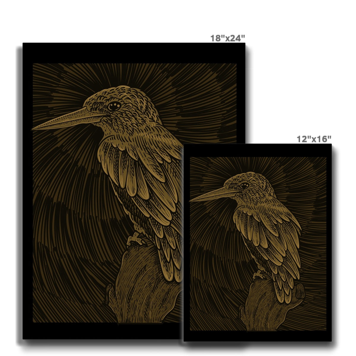 Black & Gold Sparrow Art Canvas