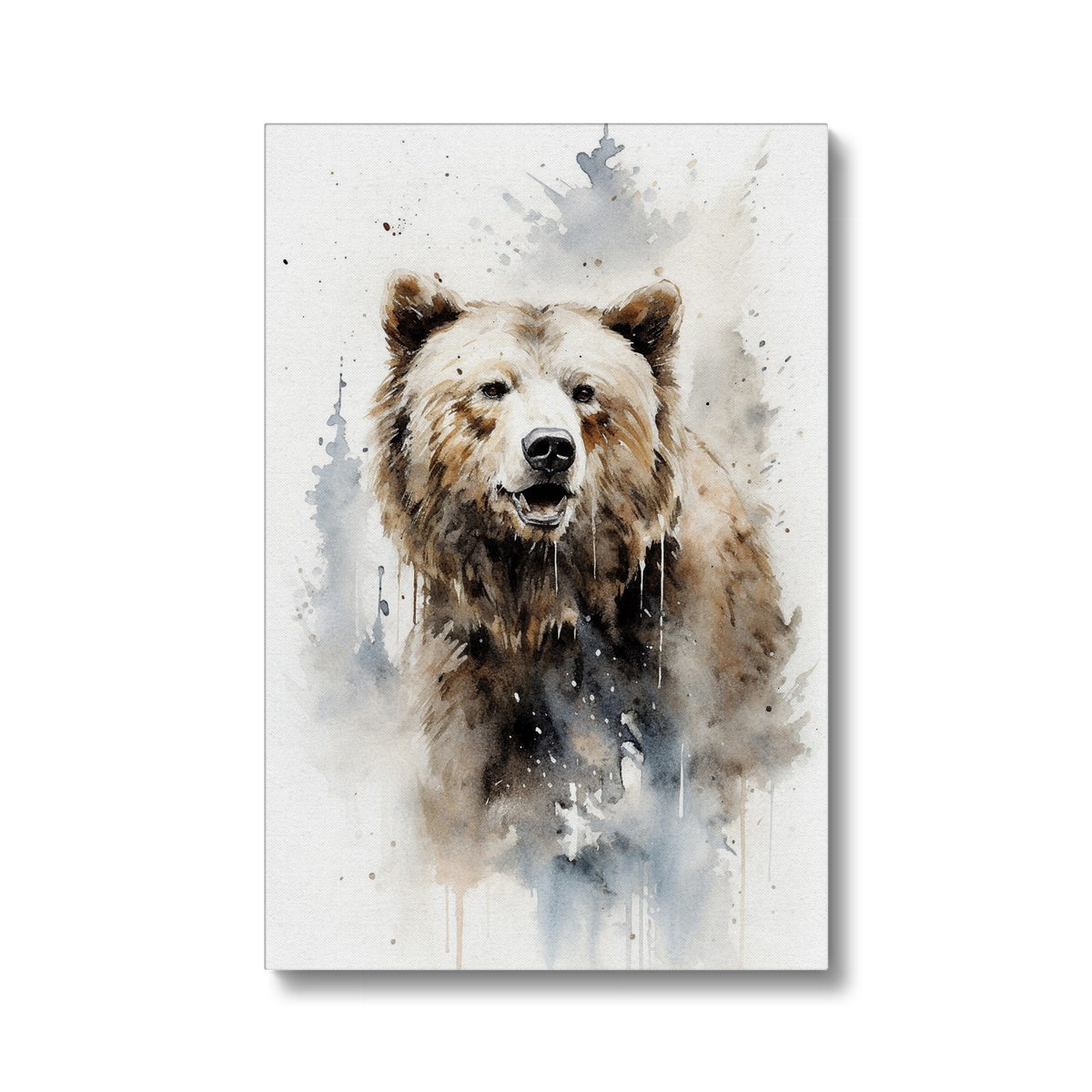 Grizzly Bear Watercolour Art Canvas