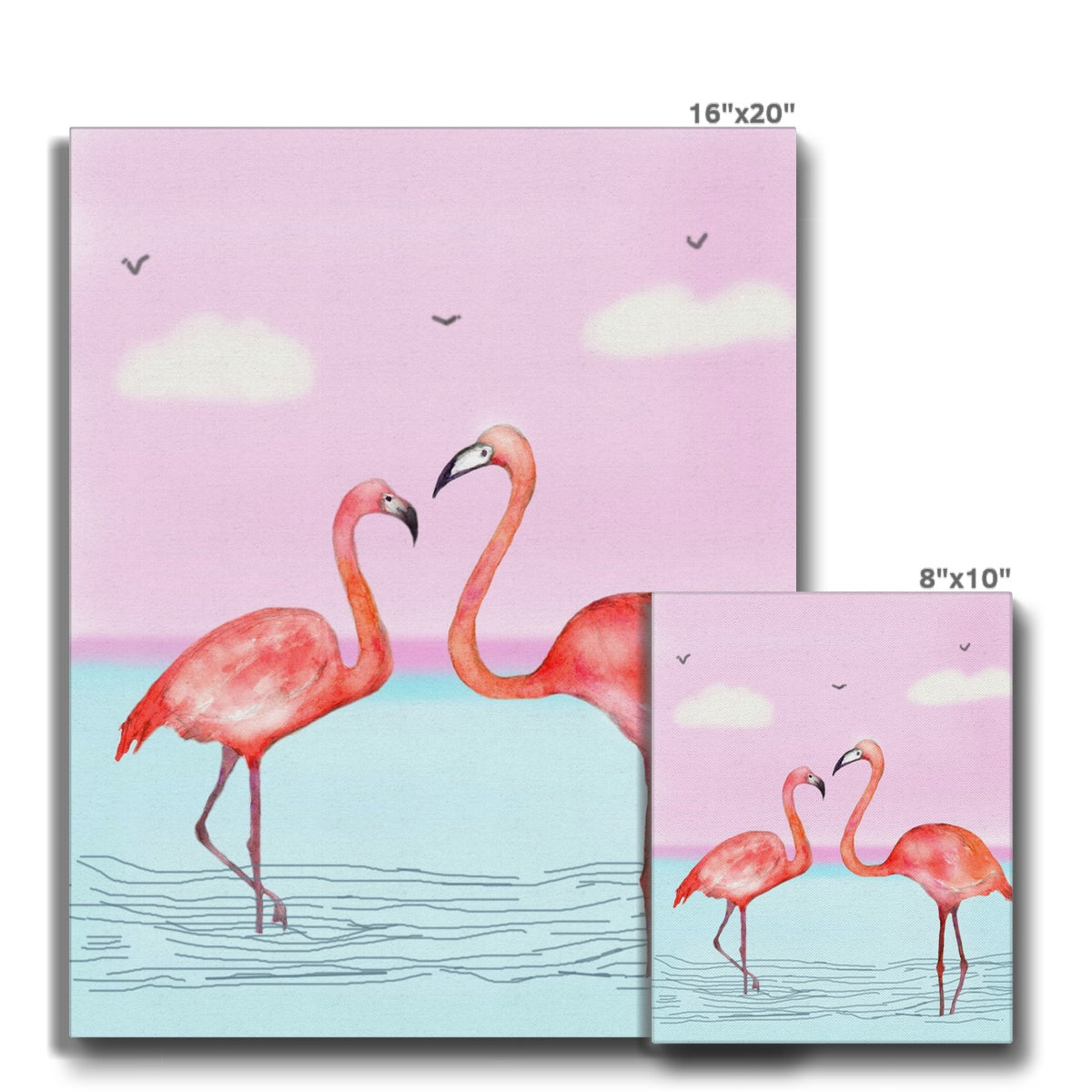 Flamingos & Pink Sky Canvas