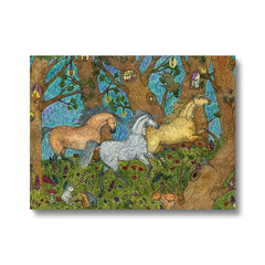 Three Horses In Forest Canvas