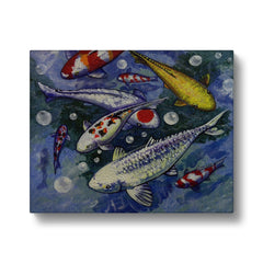 Charming Koi Fish In Water Canvas