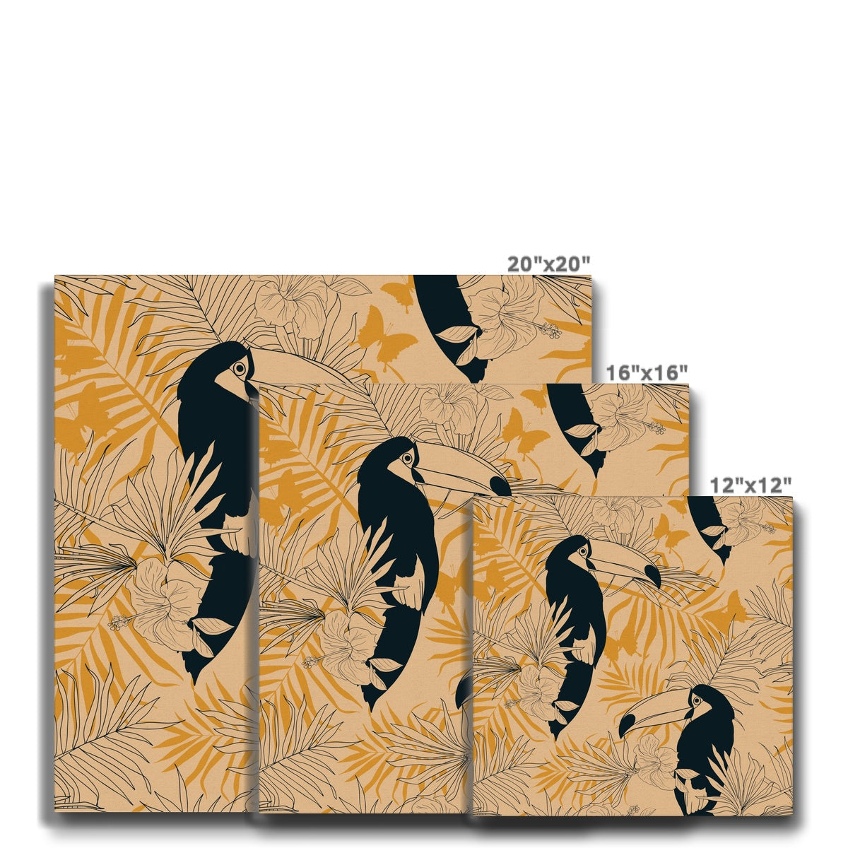 Beige Seamless Print Of Toucans Canvas