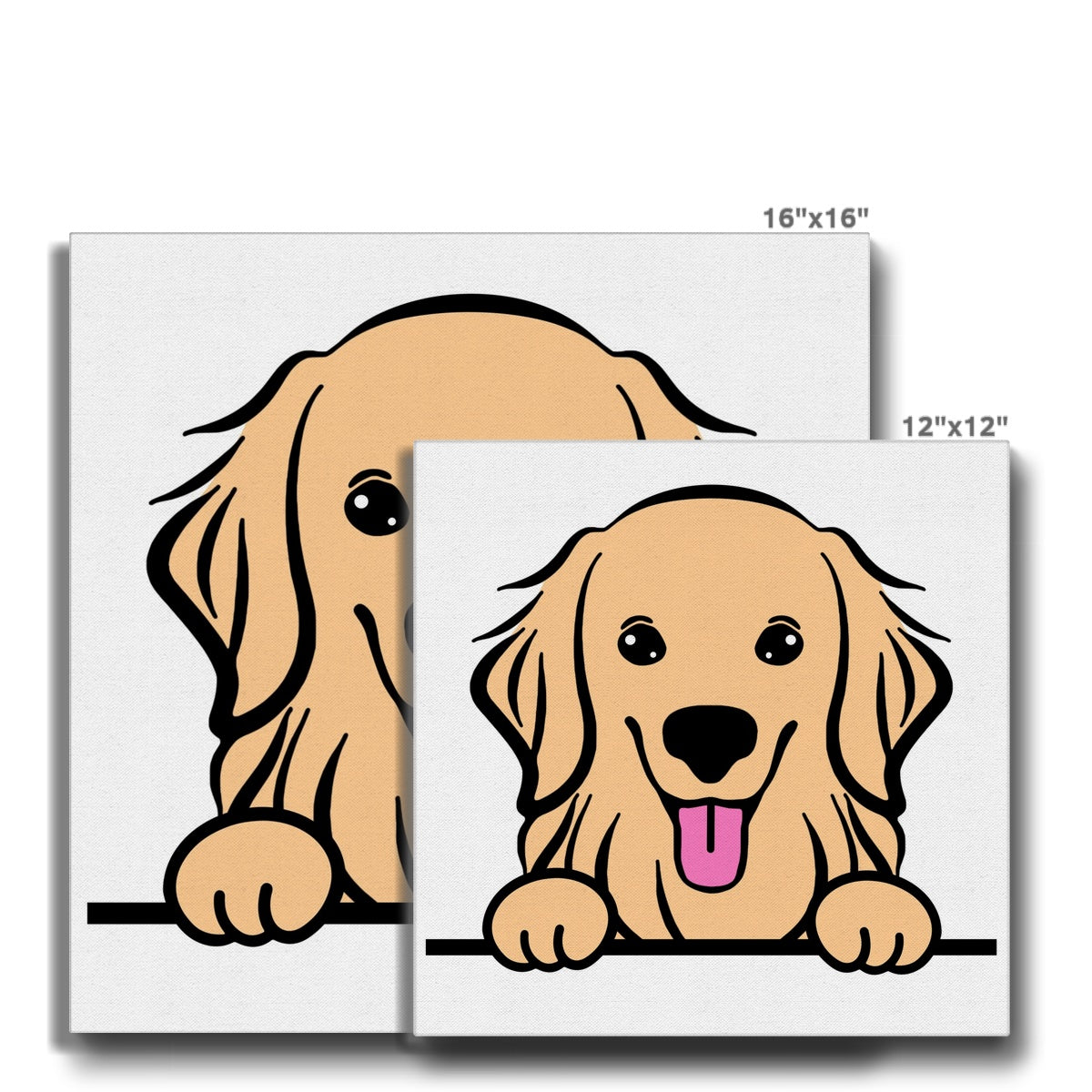 Happy Smiling Golden Retriever Illustration Canvas