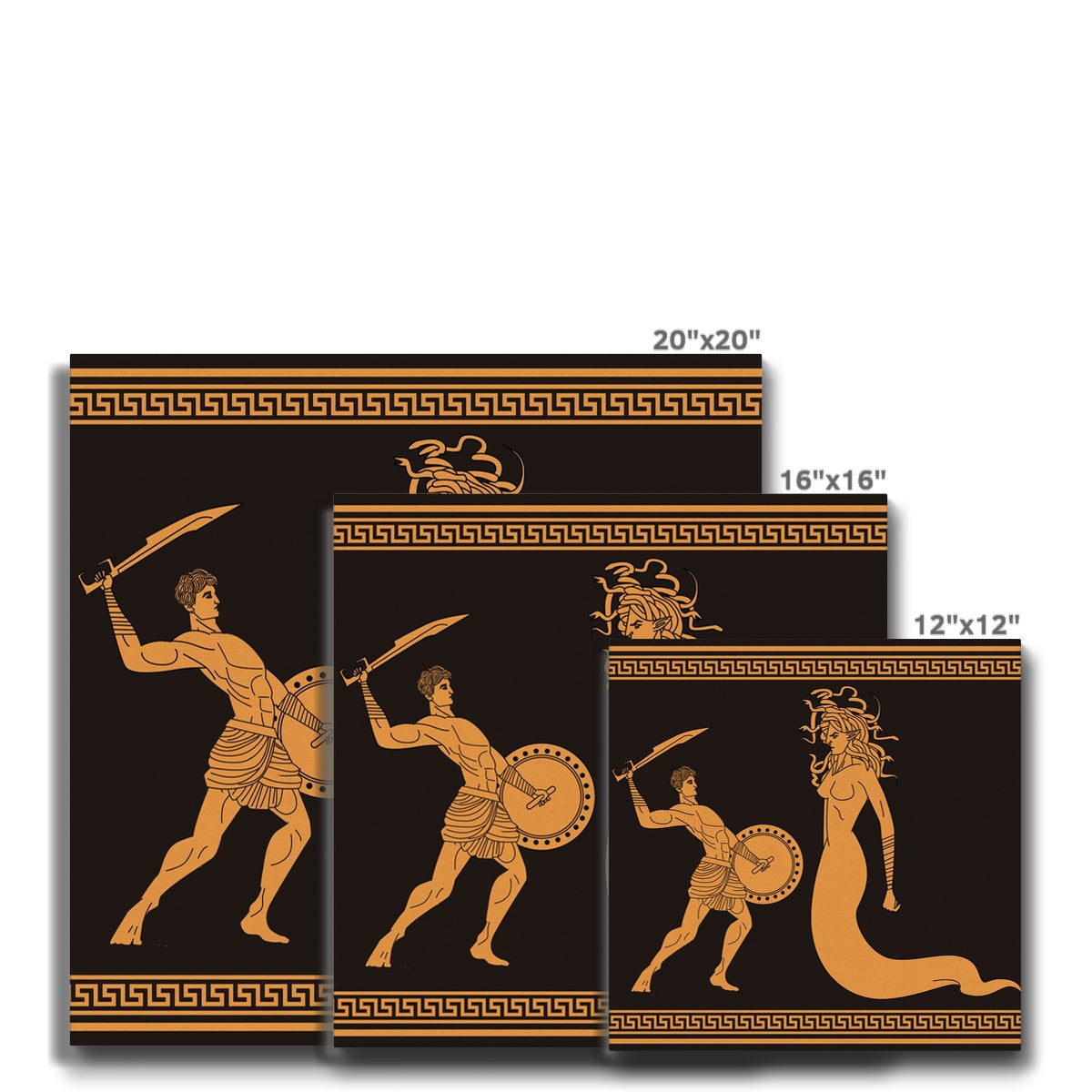 Medusa  & Perseus Black Illustration Canvas