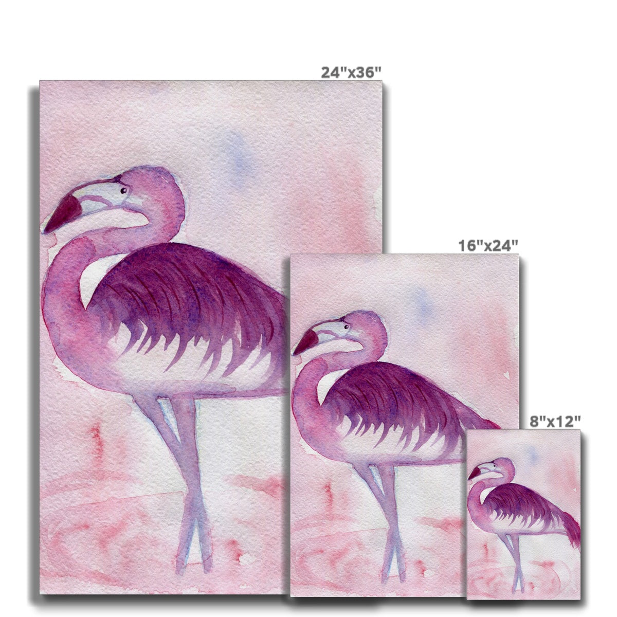 Pink Watercolor Flamingo Portrait Canvas