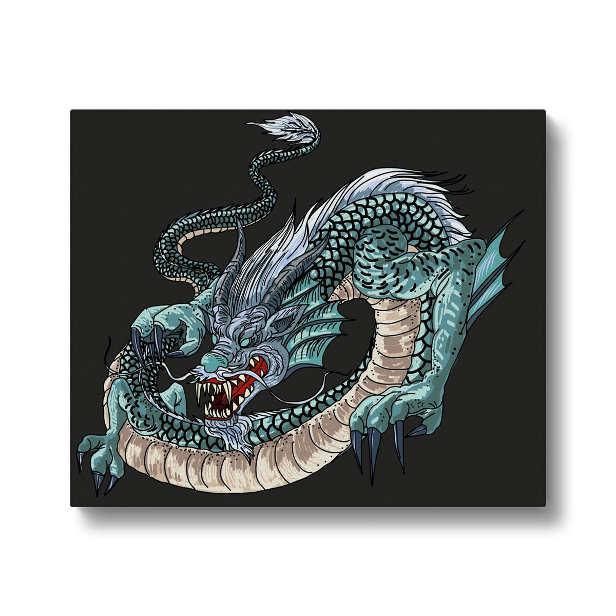 Black & Blue Dragon Wall Art Canvas