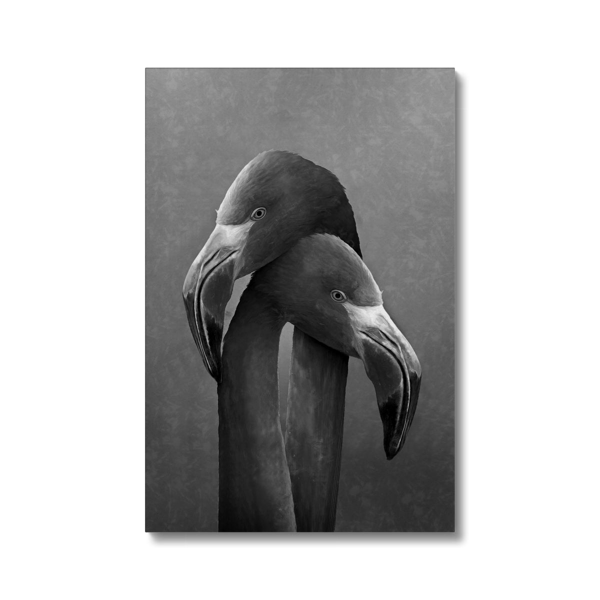 Grayscale Flamingos Couple Portrait Canvas