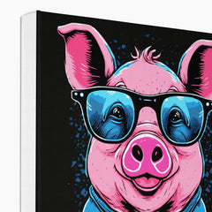 Animated Pig With Glasses Canvas