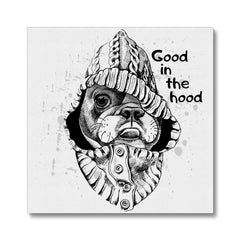 Black & White French Bulldog In Hoodie Canvas