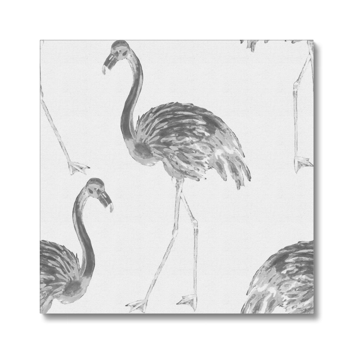 Grayscale Flamingos Seamless Painting Canvas