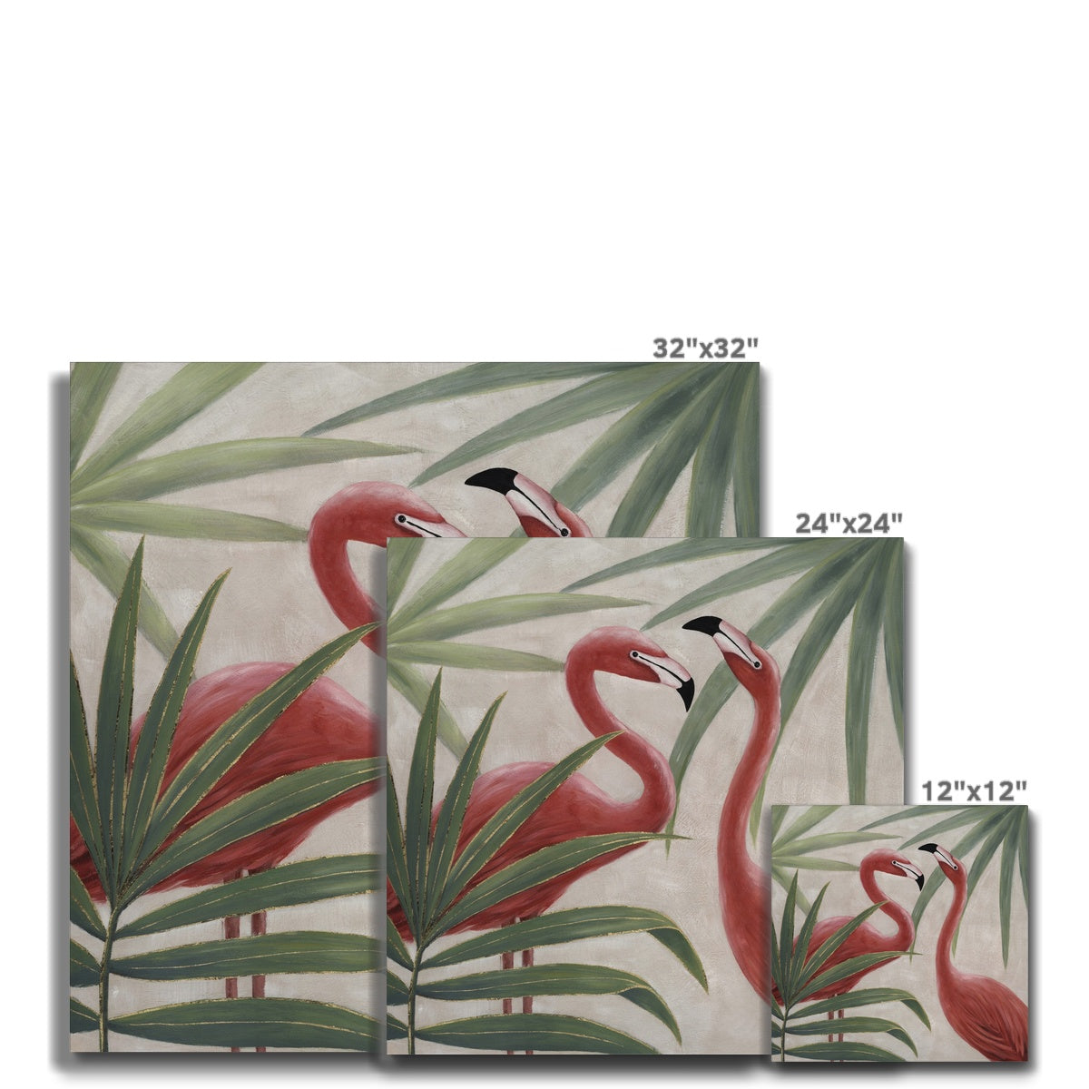 Flamingos In Leaves Art Canvas