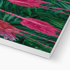 Flamingos & Green Grass Leaves Painting  Canvas