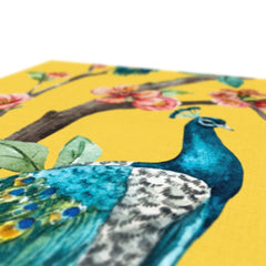 Yellow Seamless Peacock Print Canvas