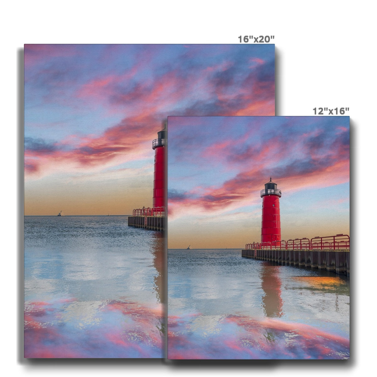 Sunset At Milwaukee Pierhead Lighthouse Canvas