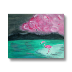 Flamingo & Pink Clouds Canvas