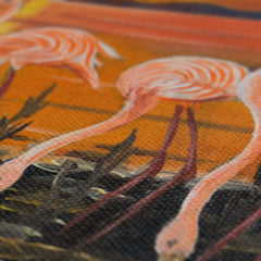 Flamingos, Beach & Sunset Canvas