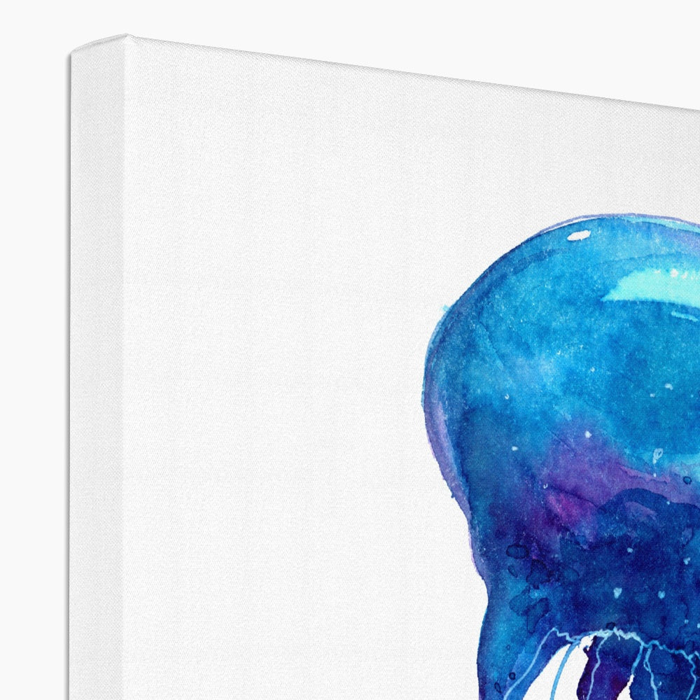 Blue Jelly Fish Watercolor Painting Canvas