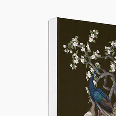 Peacock & White Flowers Canvas