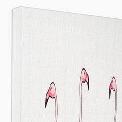 Three Flamingos In Lake Portrait Canvas