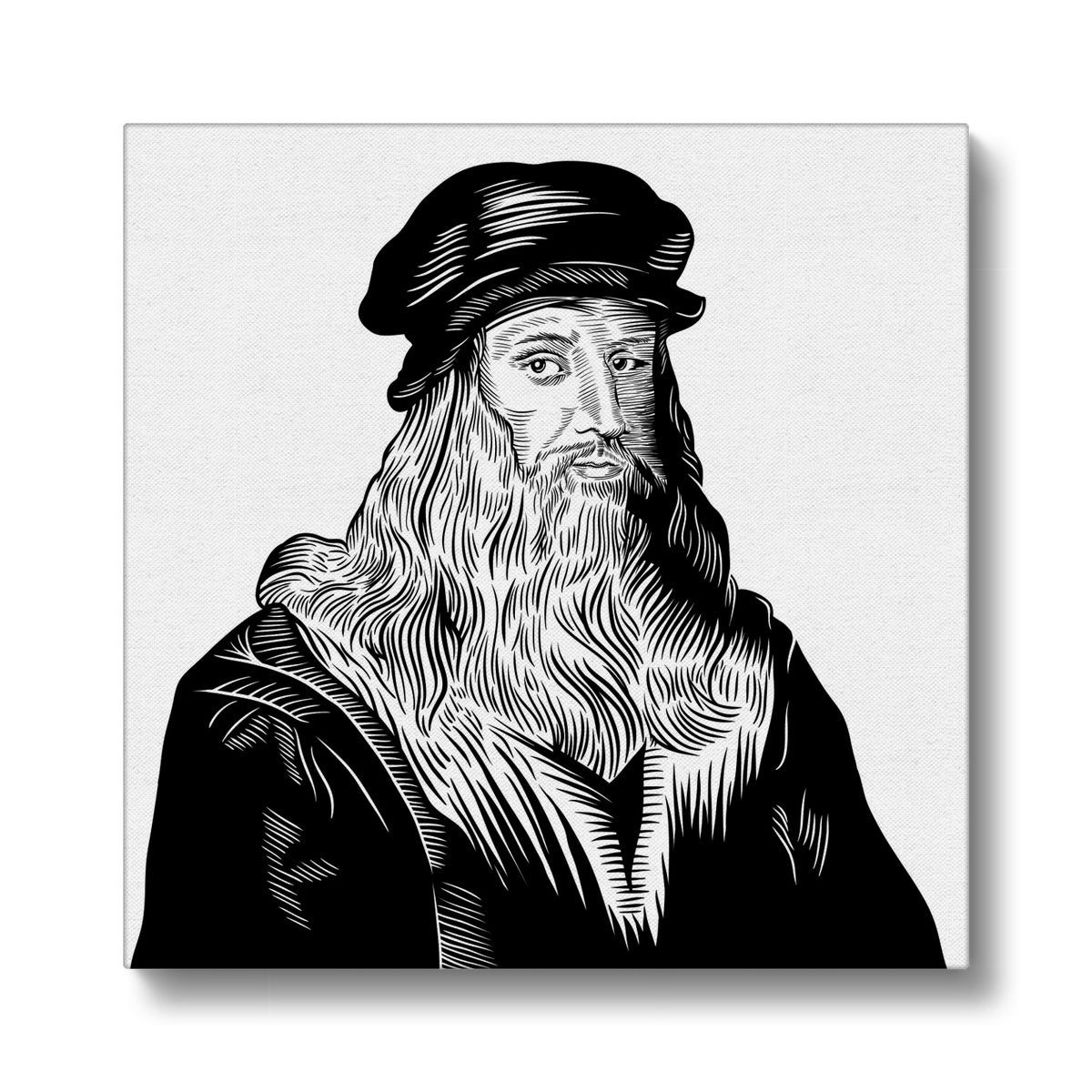 Black Leonardo Da Vinci Illustration  Canvas