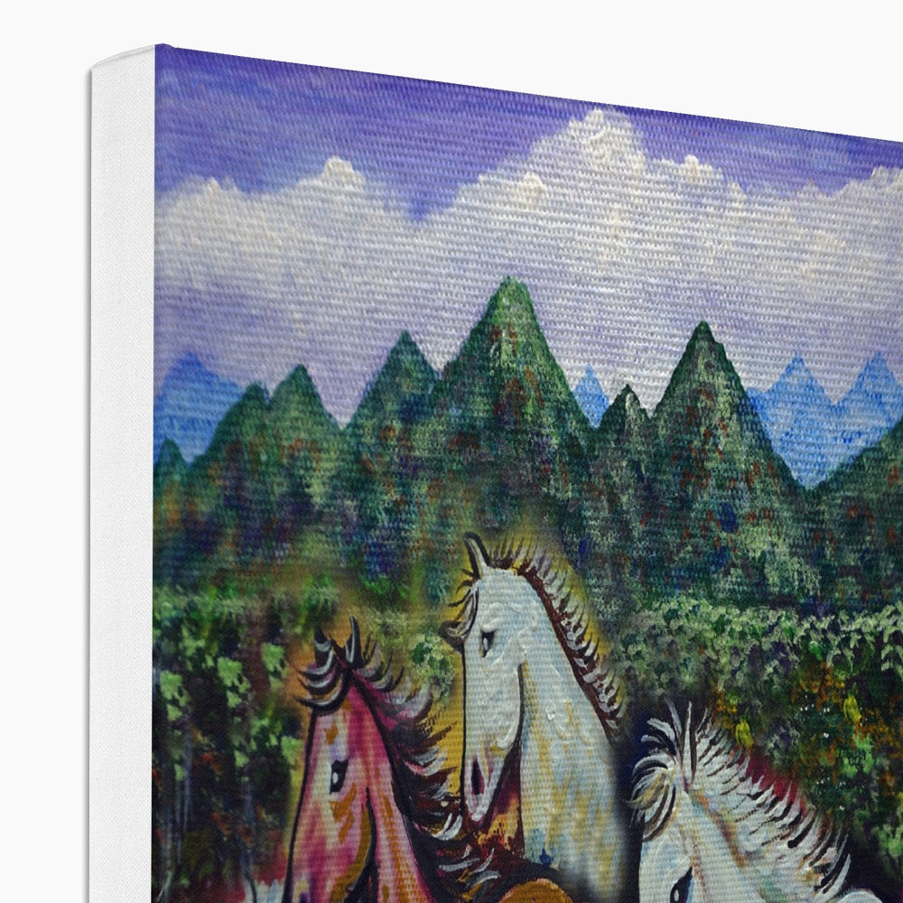 Horse Herd & Mountains Canvas