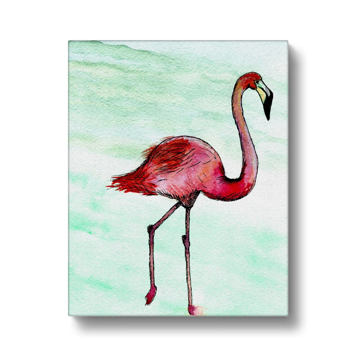 Flamingo Watercolor Art Canvas