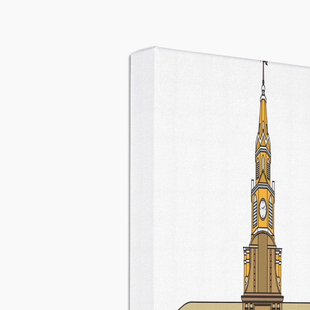 Clock Tower Cartagena Illustration Canvas