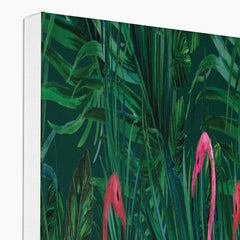 Flamingos & Green Grass Leaves Painting  Canvas