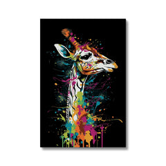 Vibrant  Giraffe Portrait Canvas