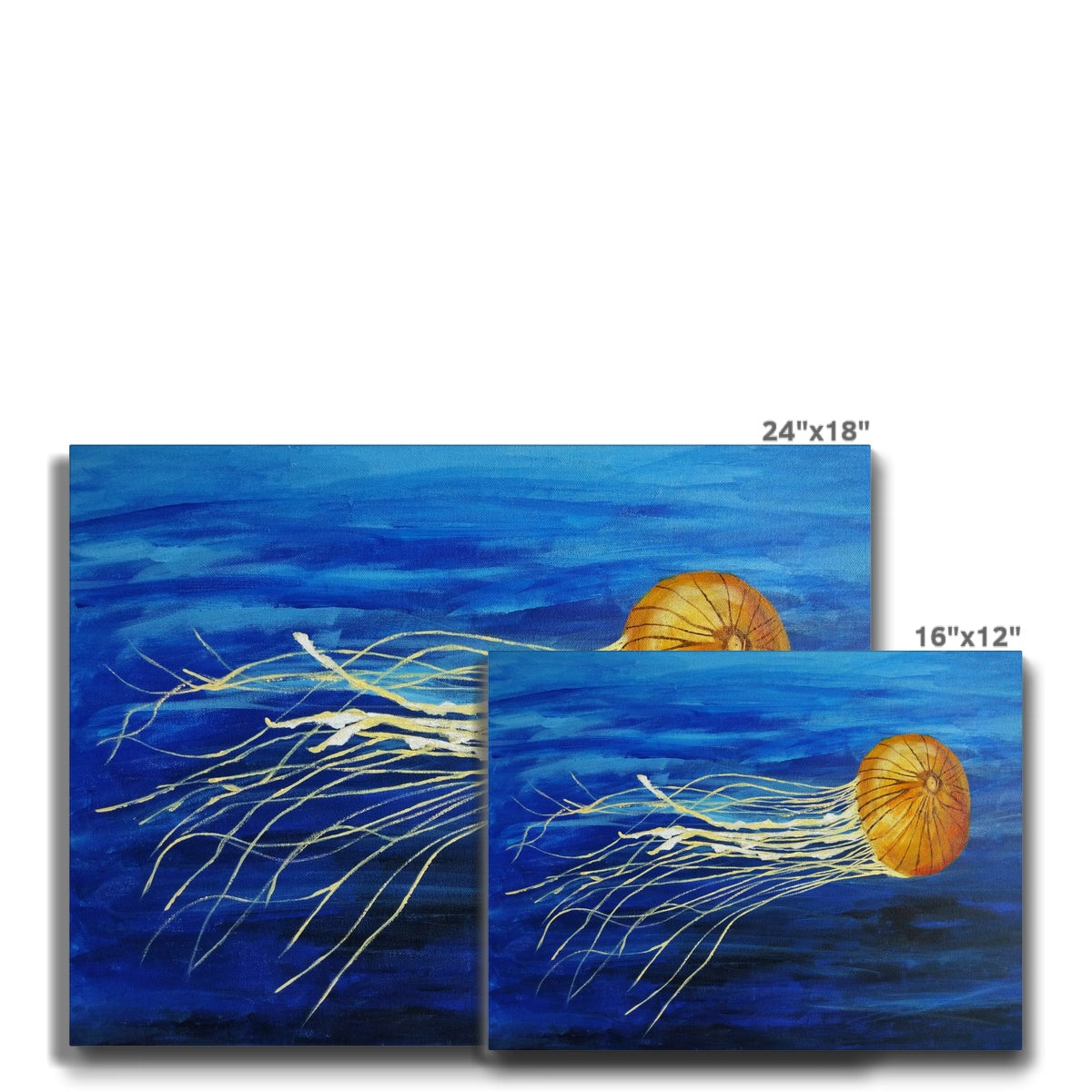 Orange Jelly Fish In Sea Canvas