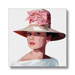 Pink Hat & Audrey Hepburn Portrait Canvas