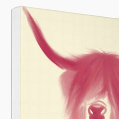 Pink Highland Cow Portrait Canvas