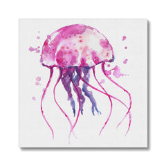 Pink Jelly Fish Watercolor Painting Canvas