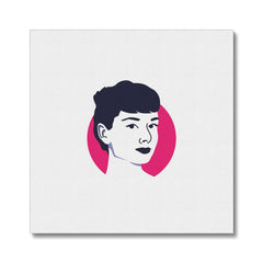 Pink & White Audrey Hepburn Illustration Canvas