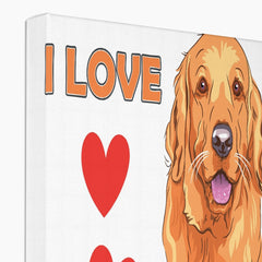 Hearts & Smiling Golden Retriever Illustration Canvas